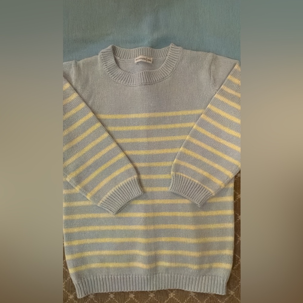 Minnow blue and Yellow unisex knit Sweater
